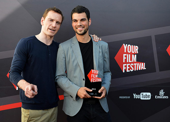 Venice film festival : Actor and juror Michael Fassbender with David Victori