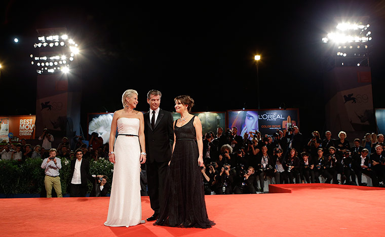 Venice film festival : Trine Dyrholm and Pierce Brosnan arrive with director Susanne Bier 