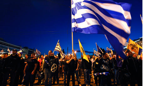 Supporters of the extreme-right Golden Dawn party in Athens