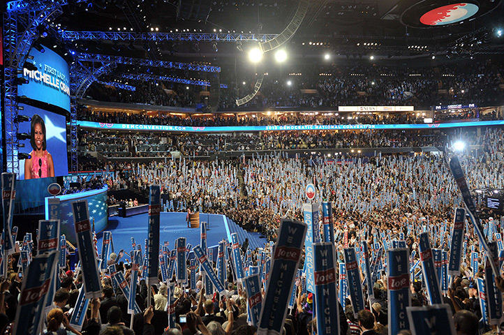 DNC session 1: First Lady Michelle Obama speaks to the crowd 
