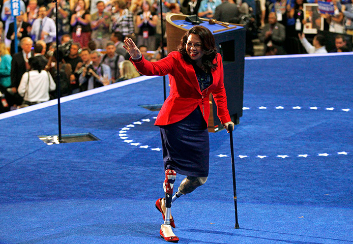 DNC session 1: US congressional candidate Tammy Duckworth walkks off stage