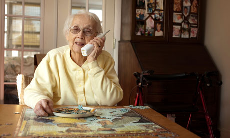 An elderly woman at home