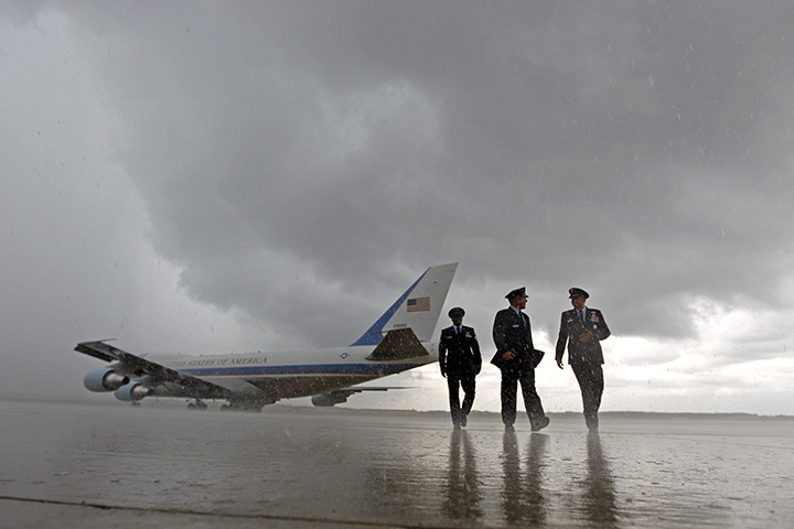 DNC day 2: Air Force One, with President Barack Obama aboard
