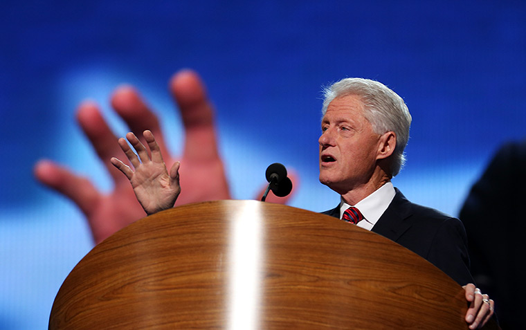 DNC day 2: Former US President Bill Clinton speaks on stage 