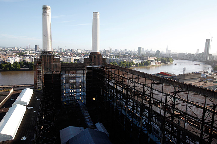 Battersea power station: 2012: Two of the four iconic smokestacks