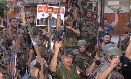 Syrian Syrian troops backing Bashar al-Assad, in Jdeideh, Syria