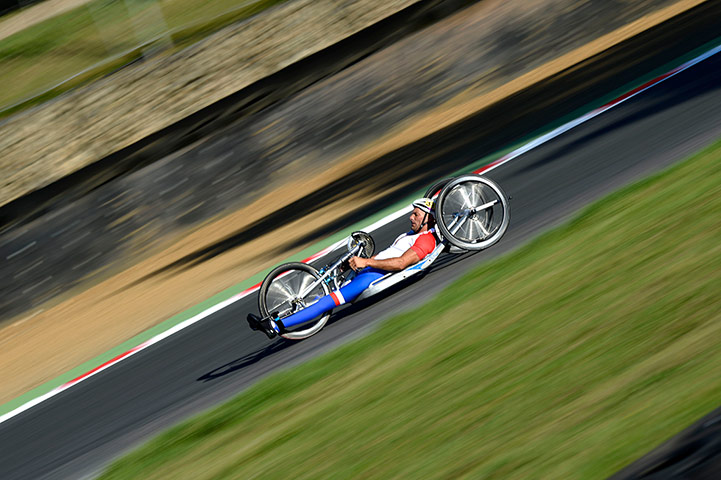 hand cycling: Frenchman David Franek speeds down Paddock Hill 