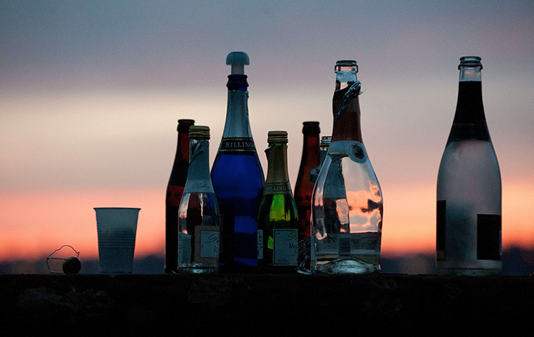 24 hours: Stuttgart, Germany: Empty bottles early on New Year's day 