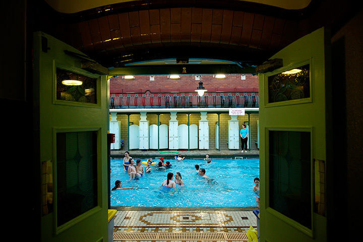 Bramley Baths: Swimmers in the pool