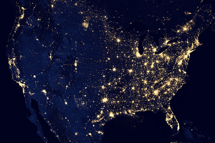 Satellie Eye on Earth: City Lights of the United States 2012