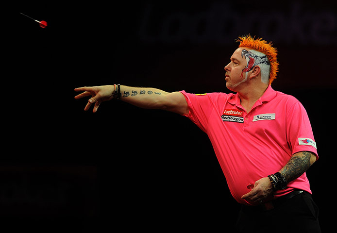 darts: Peter Wright sporting a rather natty hair-d
