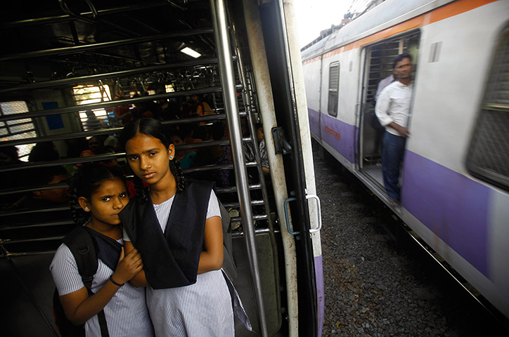 Trains for women: Schoolgirls travel in the women's compartment 