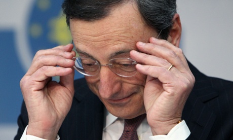 Mario Draghi, President of the European Central Bank (ECB), addresses the media during a press conference following the meeting of the Governing Council in Frankfurt am Main, western Germany, on January 10, 2013.