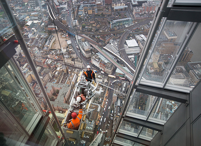 Shard view: A construction team carries out checks on the exterior