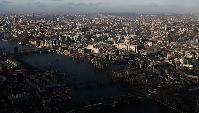 Shard view: St Paul's cathedral and the Thames 