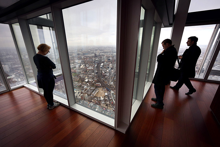 Shard view: Visitors look out from the Shard viewing platform