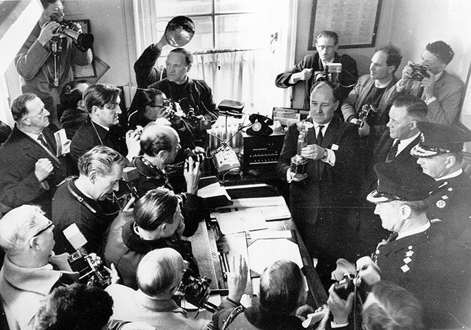 Joy of Six: The World Cup trophy on show to the press, London, 28 March 1966.