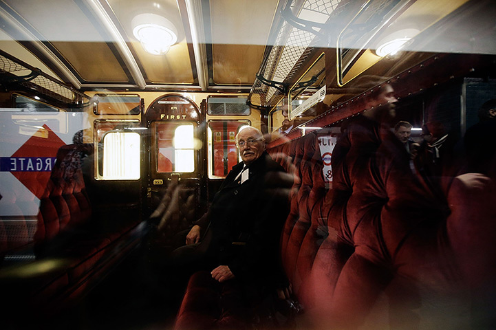 Met locomotive: Howard Carey sits in a first class carriage