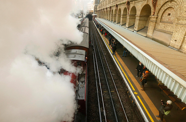 Met locomotive: A steam train is pulled through Barbican Underground Station in London