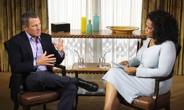 Cyclist Lance Armstrong is interviewed by Oprah Winfrey in Austin, Texas about his use of drugs in sport. Owen Gibson reports on the interview.