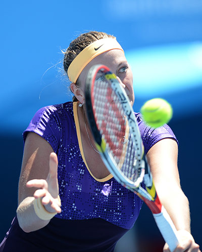 aussie oepn day 2: Petra Kvitova plays a delicate backhand 