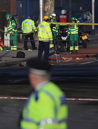 Crash aftermath: A rotor blade at the crash site