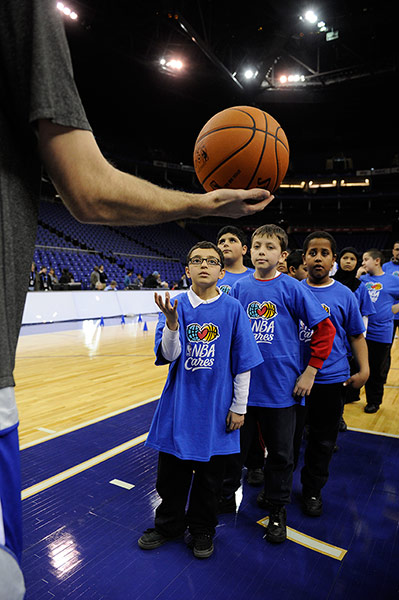 NBA training: Children from Gateway Primary School at NBA basketball practice