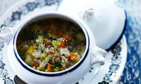 Winter vegetable and barley soup