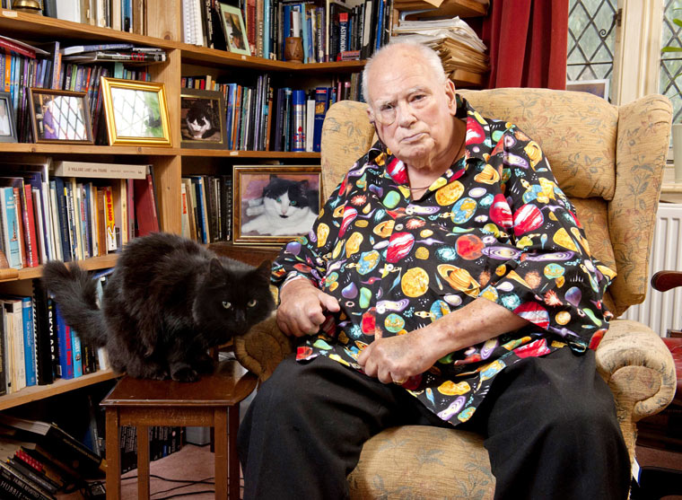 Sir Patrick Moore at his home in Selsey, Sussex