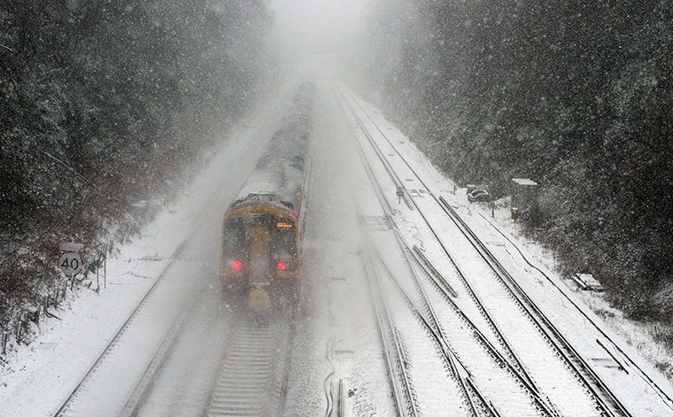 snow in uk: Winchfield Station in south-east England 