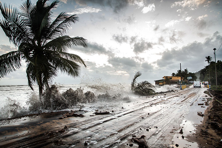 20 Photos: Waves hit the road along the sea near Ca