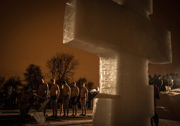 24 Hours: People queue for an ice water bath during celebrations of the Orthodox Epiphany in Moscow, Russia
