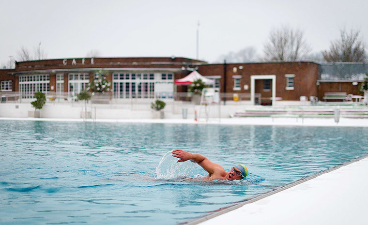 Snow: Open-air swimming enthusiast John Donald