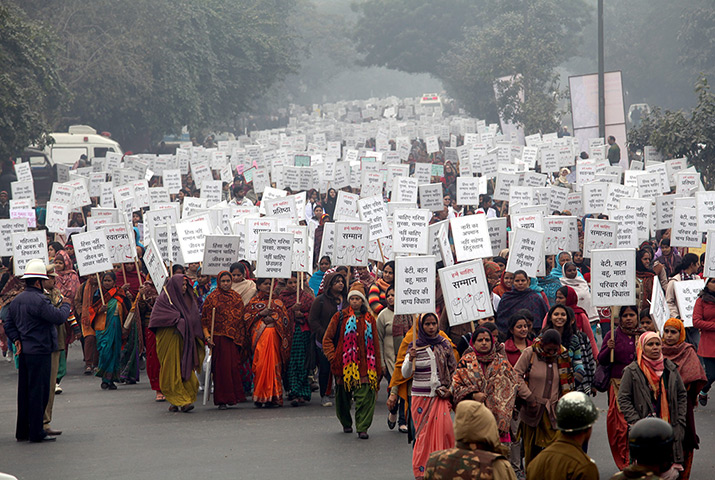 24 hours in pictures: Hundreds of Indian women and men participate in peace march 