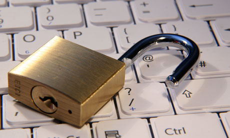 Padlock on computer keyboard