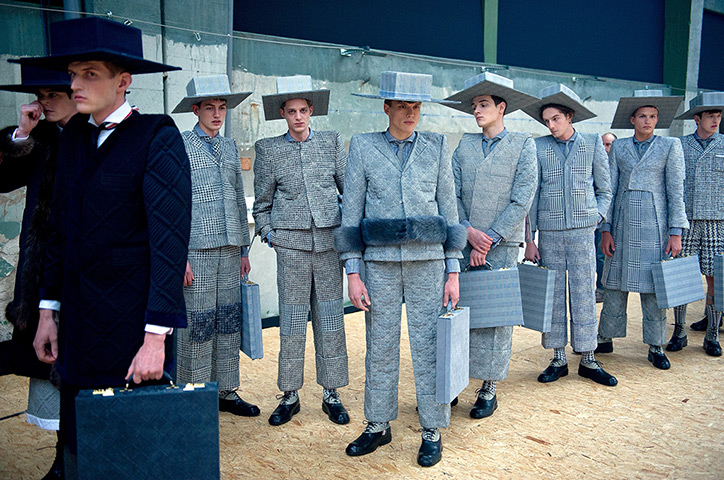 24 hours: Paris, France: Models backstage at the Thom Browne Menswear