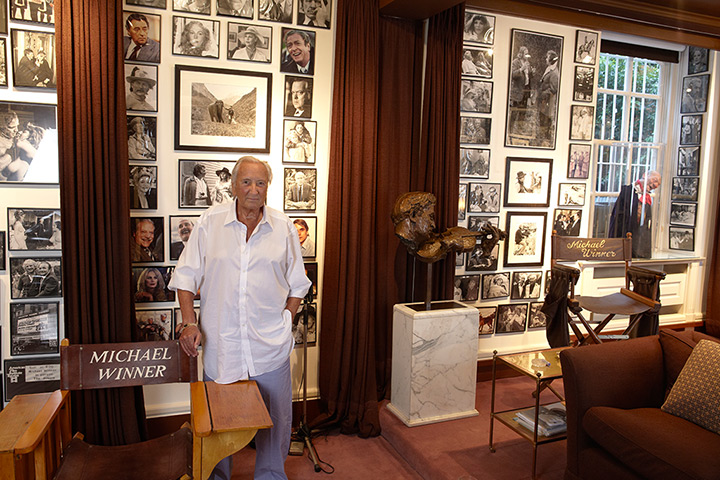 michael winner: Michael Winner at home in his cinema room, London,2011