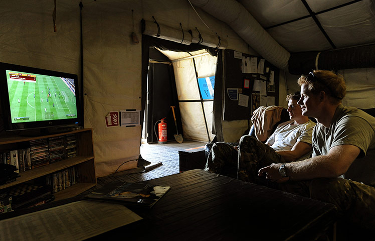 Harry in Afghanistan: Prince Harry plays a computer game, Afghanistan