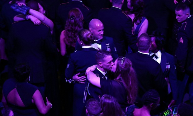 Couples dance at the Commander-in-Chief Ball as they wait for the arrival of Barack and Michelle Obama.