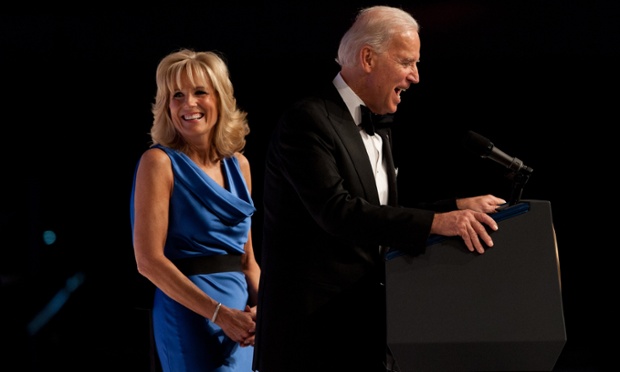 Joe Biden addresses the largely military audience at the Commander-in-Chief's Ball.