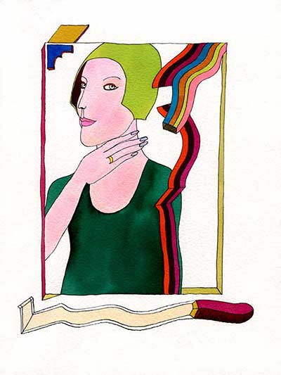 Barbara Nessim: Woman in a green hat