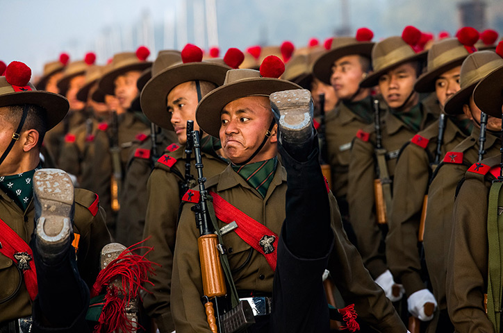 24 hours in pictures:  Indian soldiers practice marching for the Republic Day parade