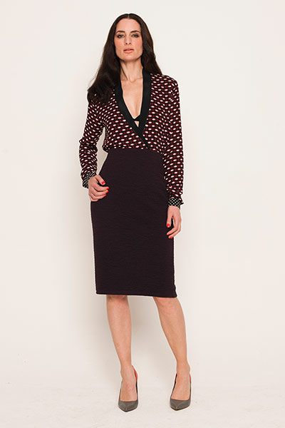 All Ages: Shirts: Amber wears wrap blouse, Zara. Pencil skirt, M&S. Stilettos, Reiss