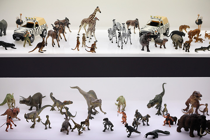 Toy Fair: Jungle and pre-historic toys are displayed