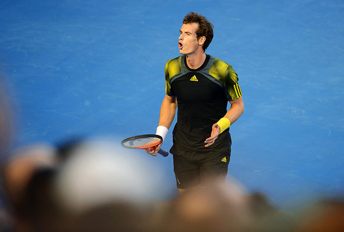 Murray v Federer: Andy Murray reacts