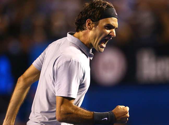Murray versus Federer: Roger Federer celebrates