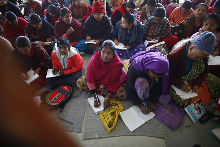 Nepal women litteracy:  literacy class for women in Basundhara, Katmandu, Nepal