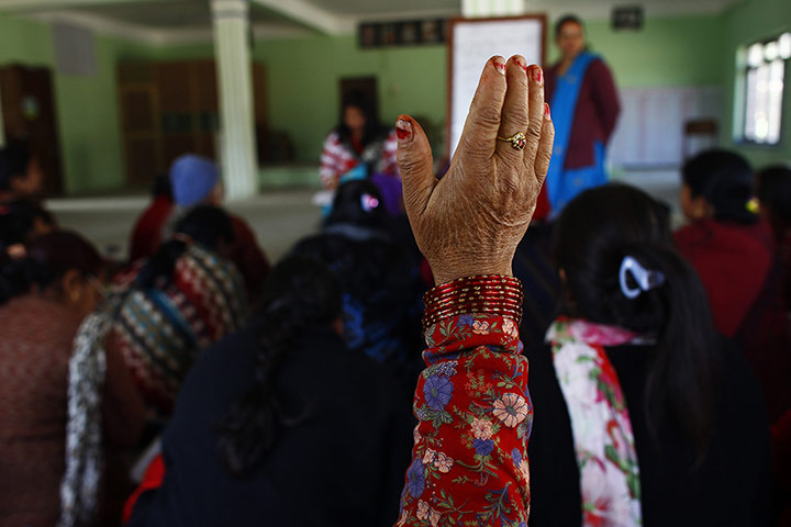 Nepal women litteracy:  literacy class for women in Basundhara, Katmandu, Nepal