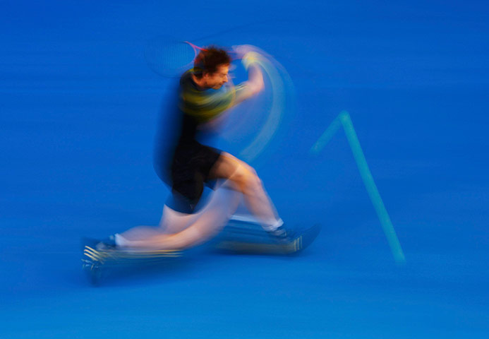 tennis: Andy Murray of Britain hits a