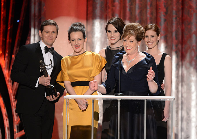 Film awards: Members of the Downton Abbey cast accept their Screen Actors Guild award